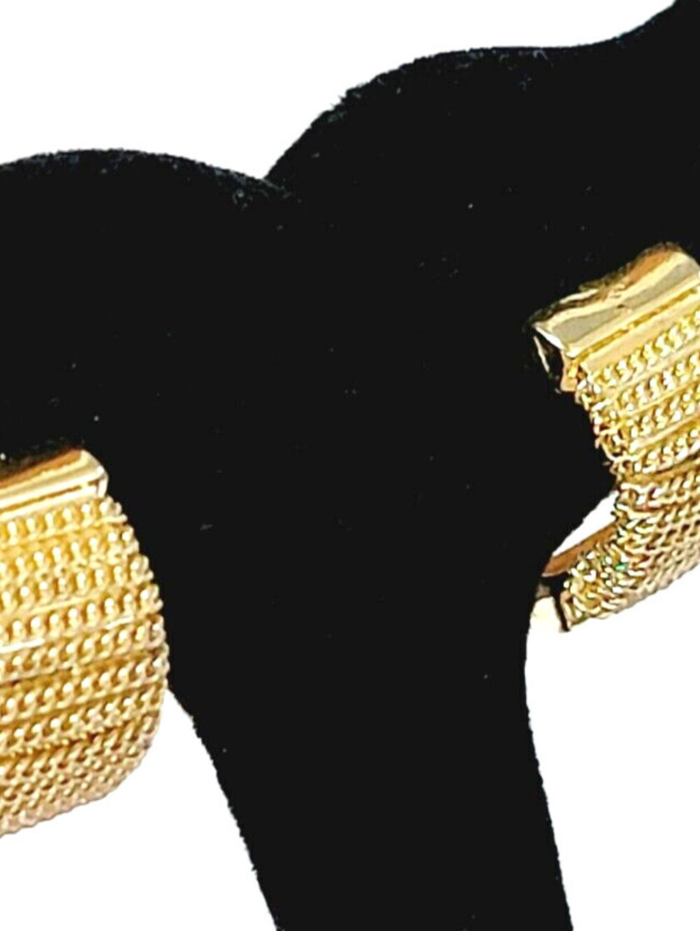Vintage Goldtone Pierced Earrings, Wrapped Chain, Posts, Crescent Hoops gp-84